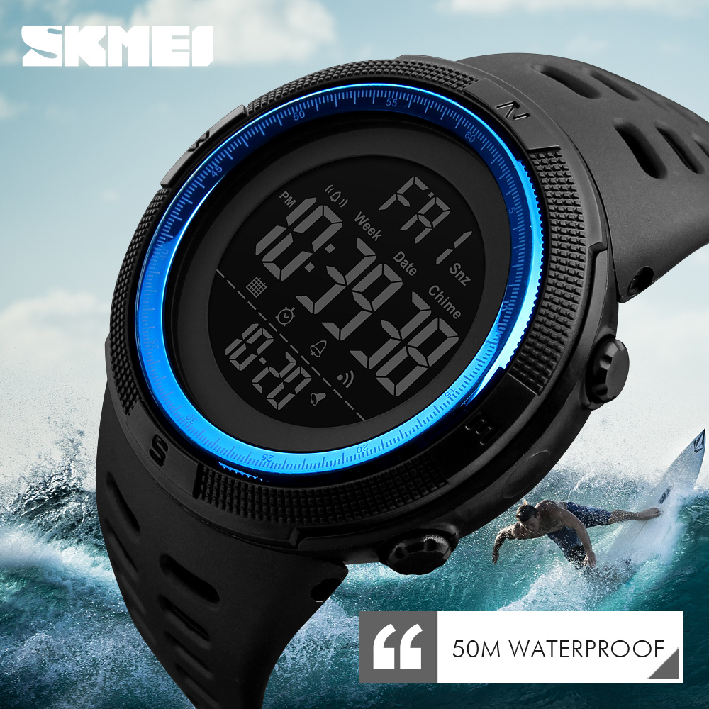 Relojes multifunción SKMEI 1251, reloj despertador Chrono 5Bar, reloj Digital resistente al agua, reloj deportivo para hombre al aire libre