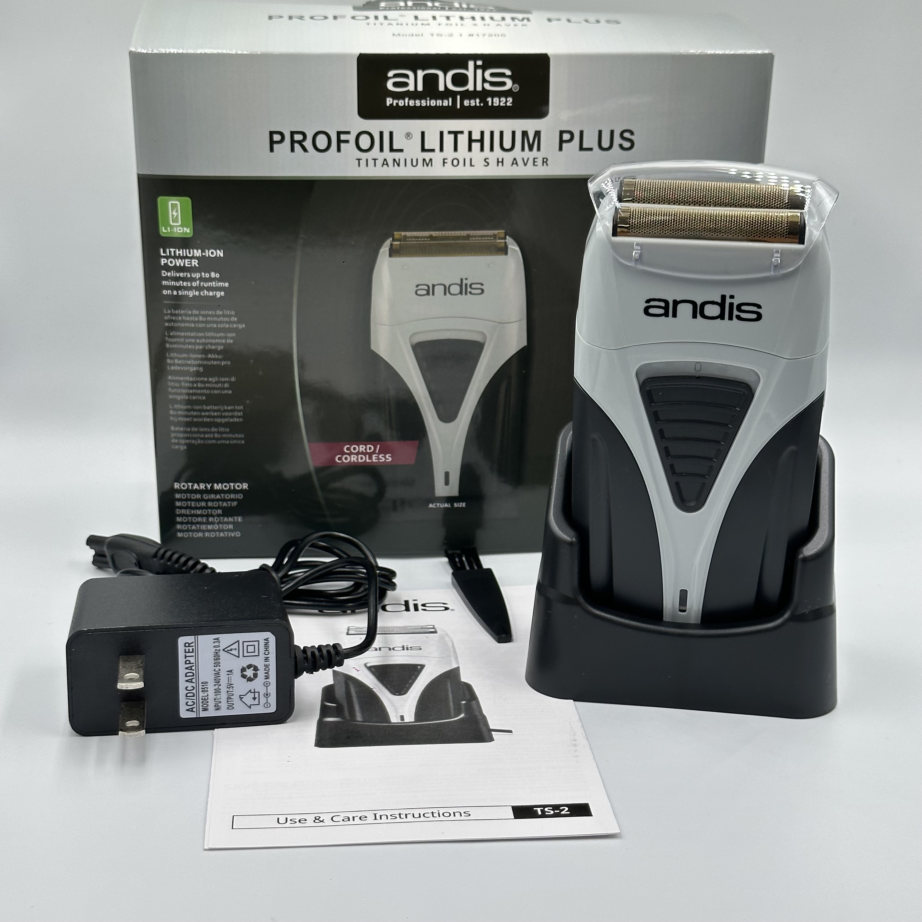 Andy profoil lítio plus 17205 barbeiro limpeza de cabelo barbeador elétrico para homens navalha 17225 máquina de cortar cabelo careca suprimentos: Azul