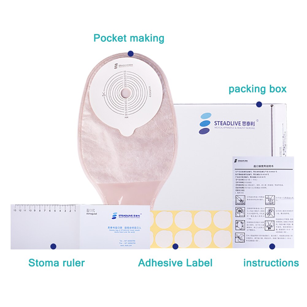 10pcsOnepiece Drainable Colostomy Bag with Steel Wire Closure