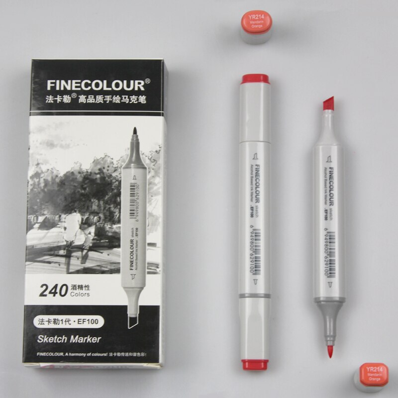 Finecolour Markers 8 Kleuren Geel En Rood Kleur Double-Ended Art Marker Kunstenaar Schets Tekening Marker Pen