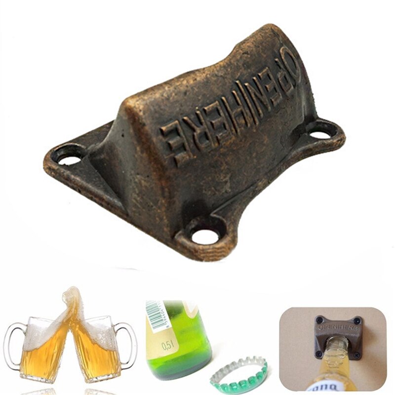 Bague Décapsuleur Style Pur Cuivre Bronze Fixé Au Mur En Métal Bière Bouteille De Vin Bouchon Ouvre-bar Bar Cuisine Outil Directe