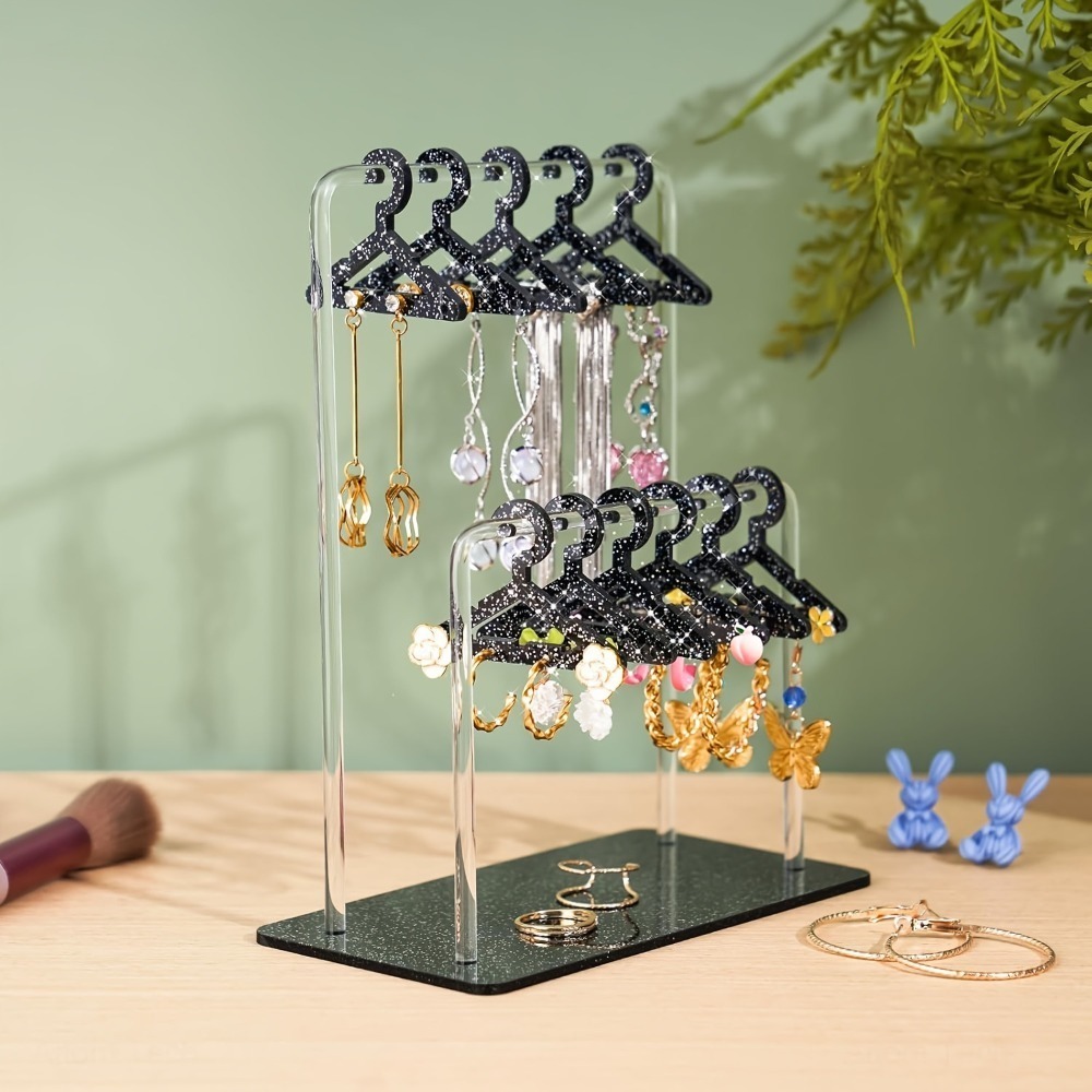 Jewelry Organizer 16pcs Hangers Shaped Jewelry Holder Detachable Acrylic Dangle Earrings Display Racks Transparent Stable: Pink