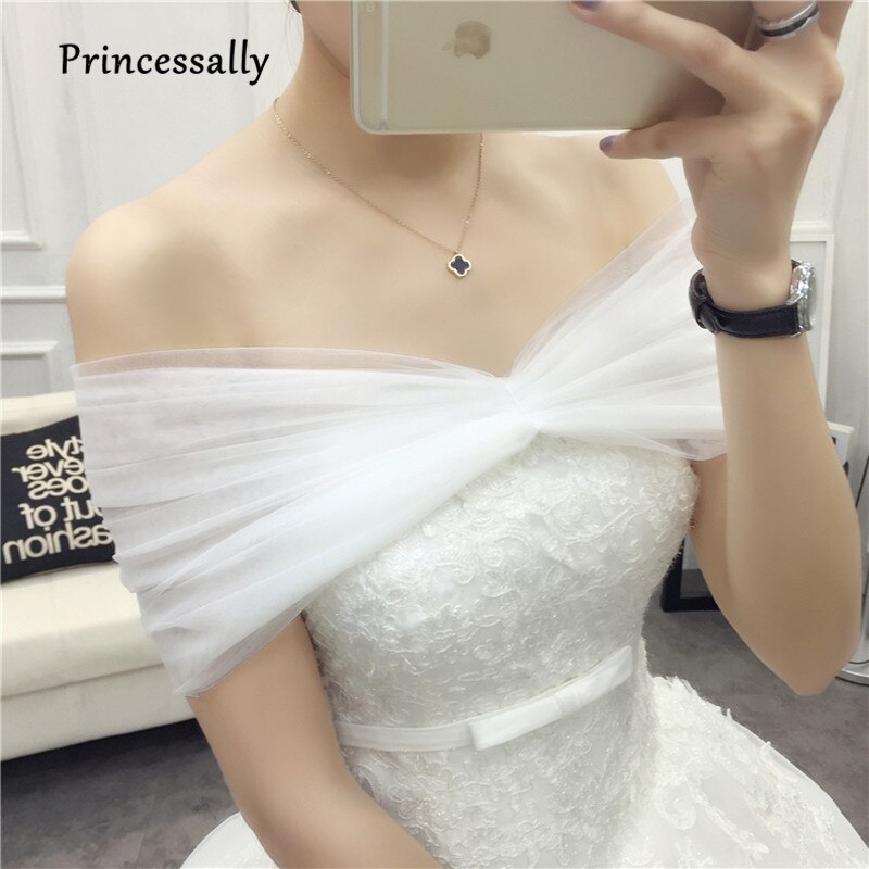 Casamento da noiva capa moda dupla camada macia renda líquida luxo marfim acessórios de casamento bolero tule shrug casamento envoltórios: style one