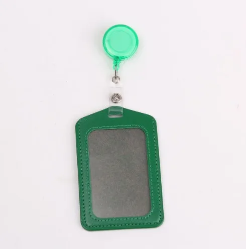 1 Set PU ID Staff Employee's Card Holder with Retractable Badge Reel Students Old People Bus Card Sleeve Pass Access Card Cover: Dark purple