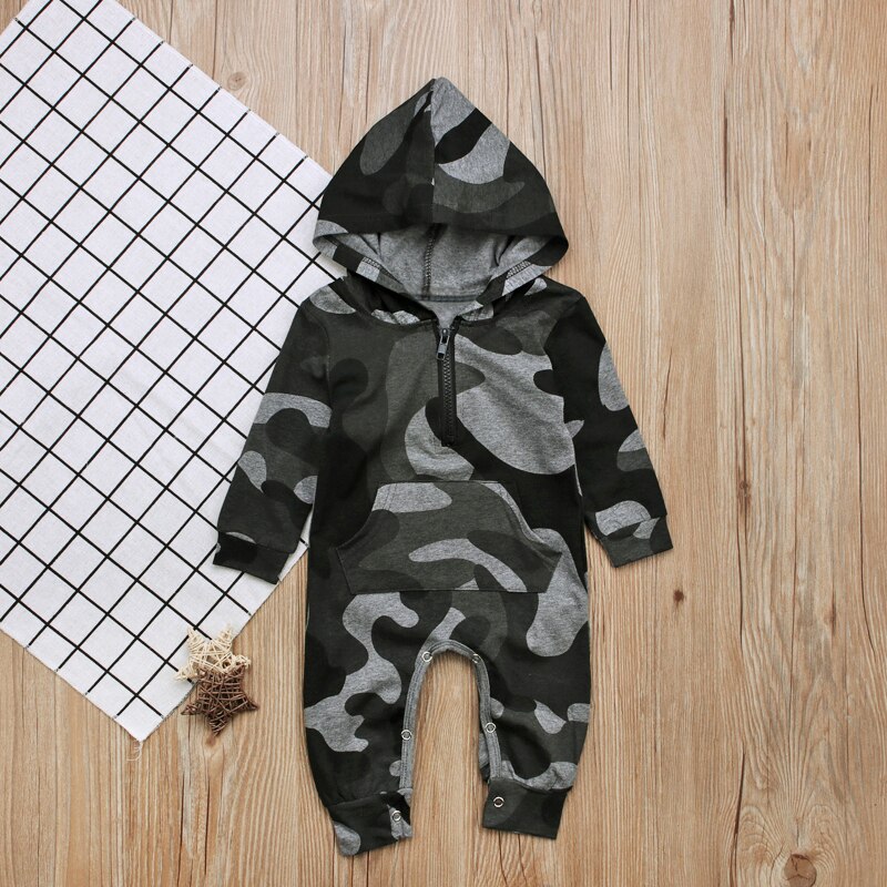 Rorychen Pasgeboren Baby Rompertjes Jongens Kleding Jumpsuit Kostuum Baby Kostuum Camouflage Romper Lente Katoenen Hooded Romper