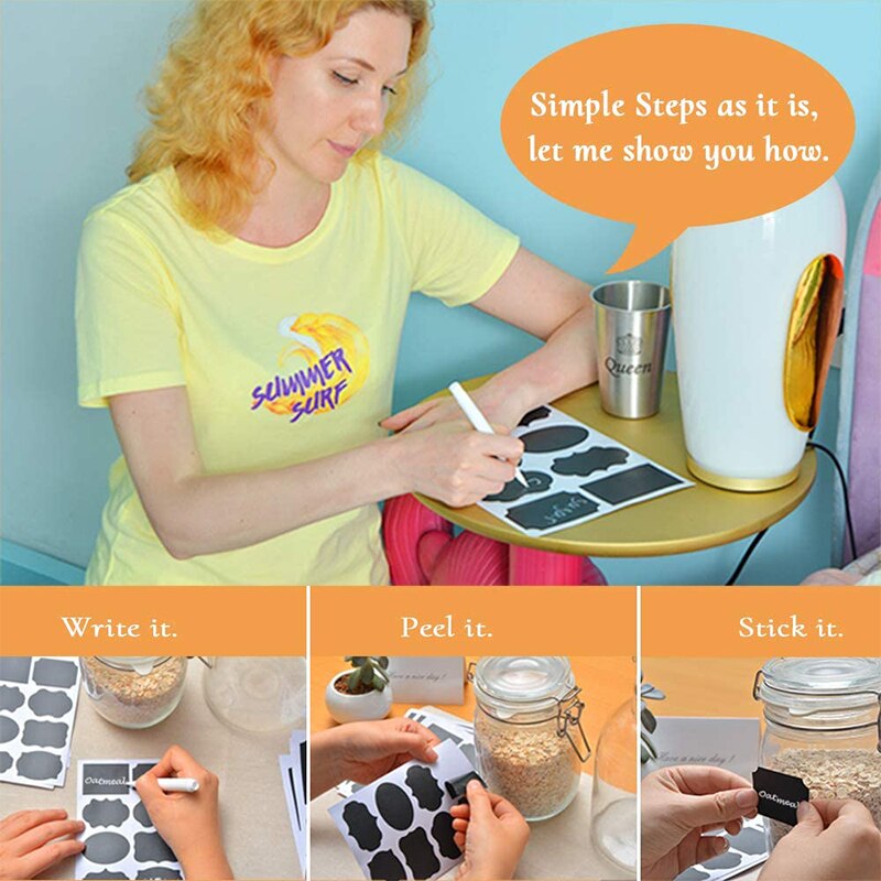 Chalkboard Labels Bulk Erasable Chalk Board Jar Labels Removable Waterproof Blackboard Sticker Label for Jars Glass Bottle Kids