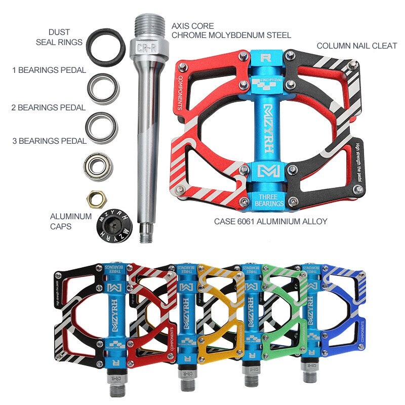 MZYRH Mountain Bike Pedals Ultralight Colorful CNC Cycling Sealed 3 Bearing Flat Pedals BMX MTB Cycling Sports Accessories