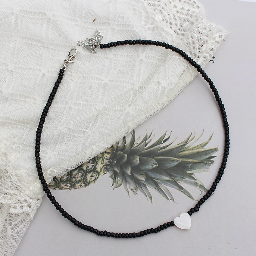 Fröpärlor sälja hjärta naturligt choker koreanskt trendigt färgglatt hänge halsband sommar handgjort strand boho femme smycken: Mörkt guld