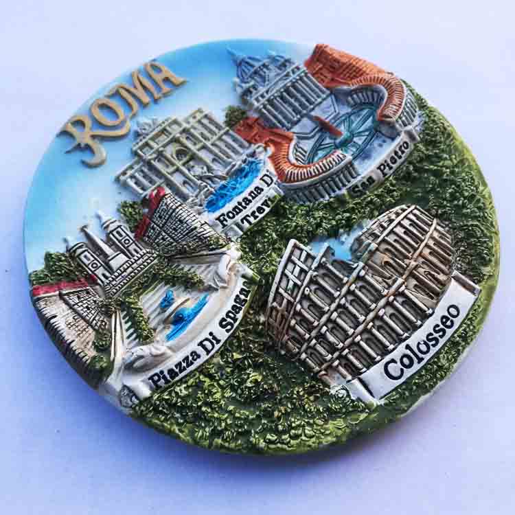 Italy Rome 4 building magnetic stickers desktop decorations disc travel souvenirs with hand box