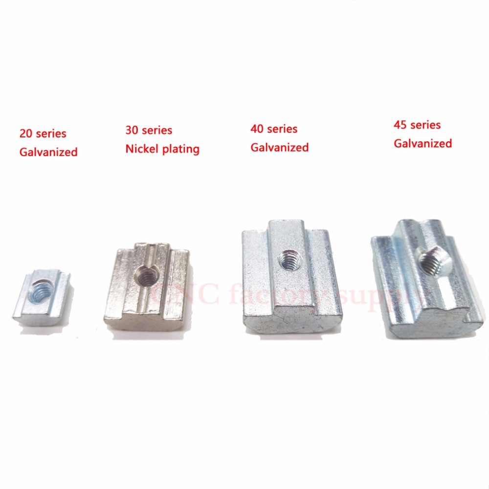 Vendita CALDA T Scorrevole Blocco dado Dadi Quadri Nichel placcatura in Alluminio per standard UE 3030 Profilo in Alluminio di fessura per Kossel