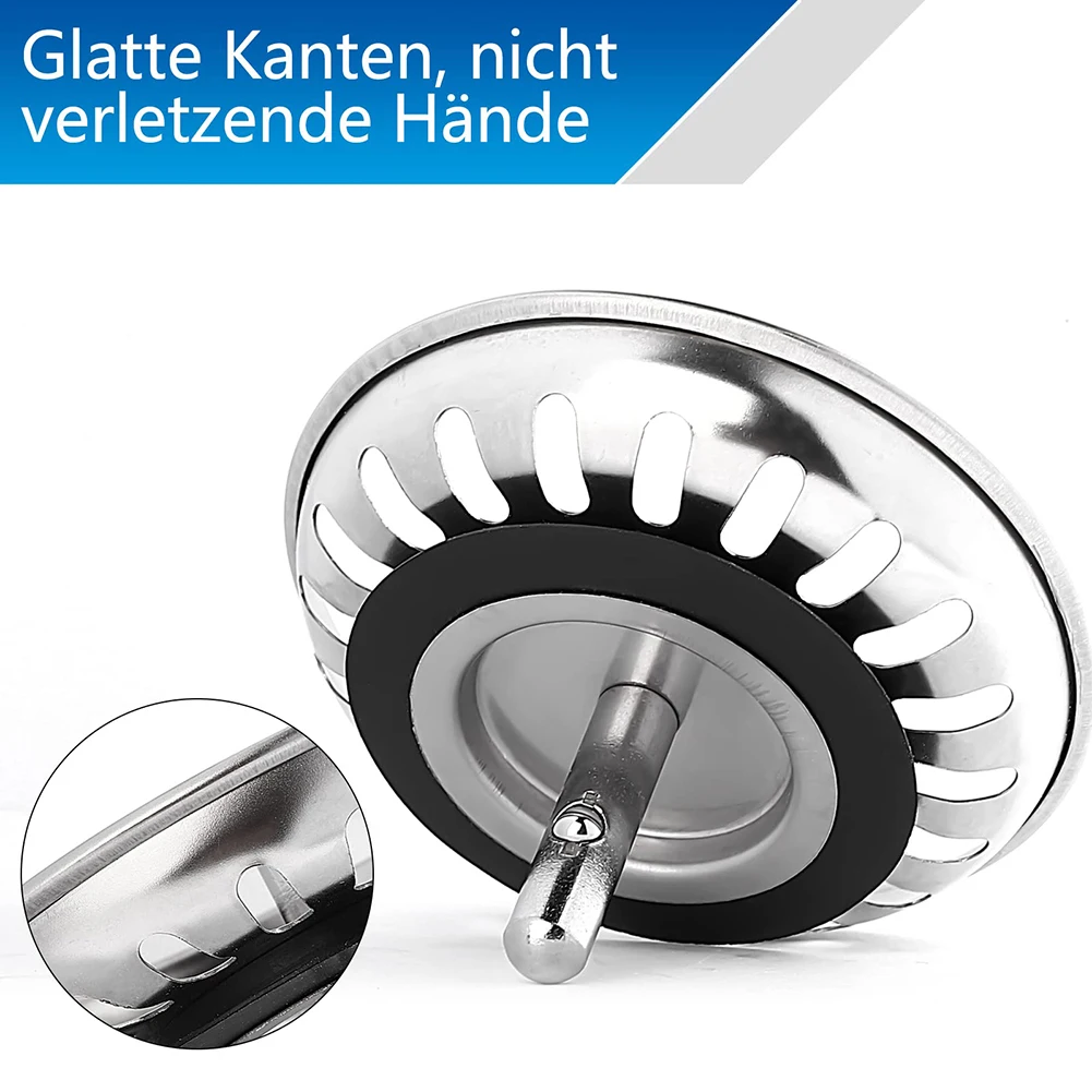 1 PCS 80mm/82mm/84mm Kitchen Waste Plug Premium Sink Strainer Replacement Basin Drain Filter Stainless Steel Fixing Pin