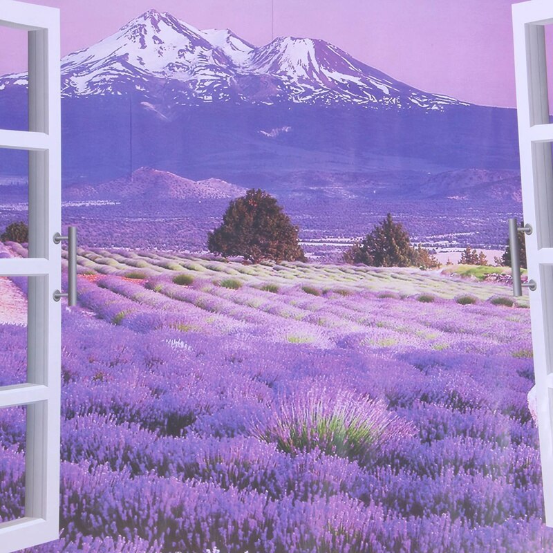 AY9234B Large Lavender Mountain 3D Window Scene View Removable Wall Sticker Decal