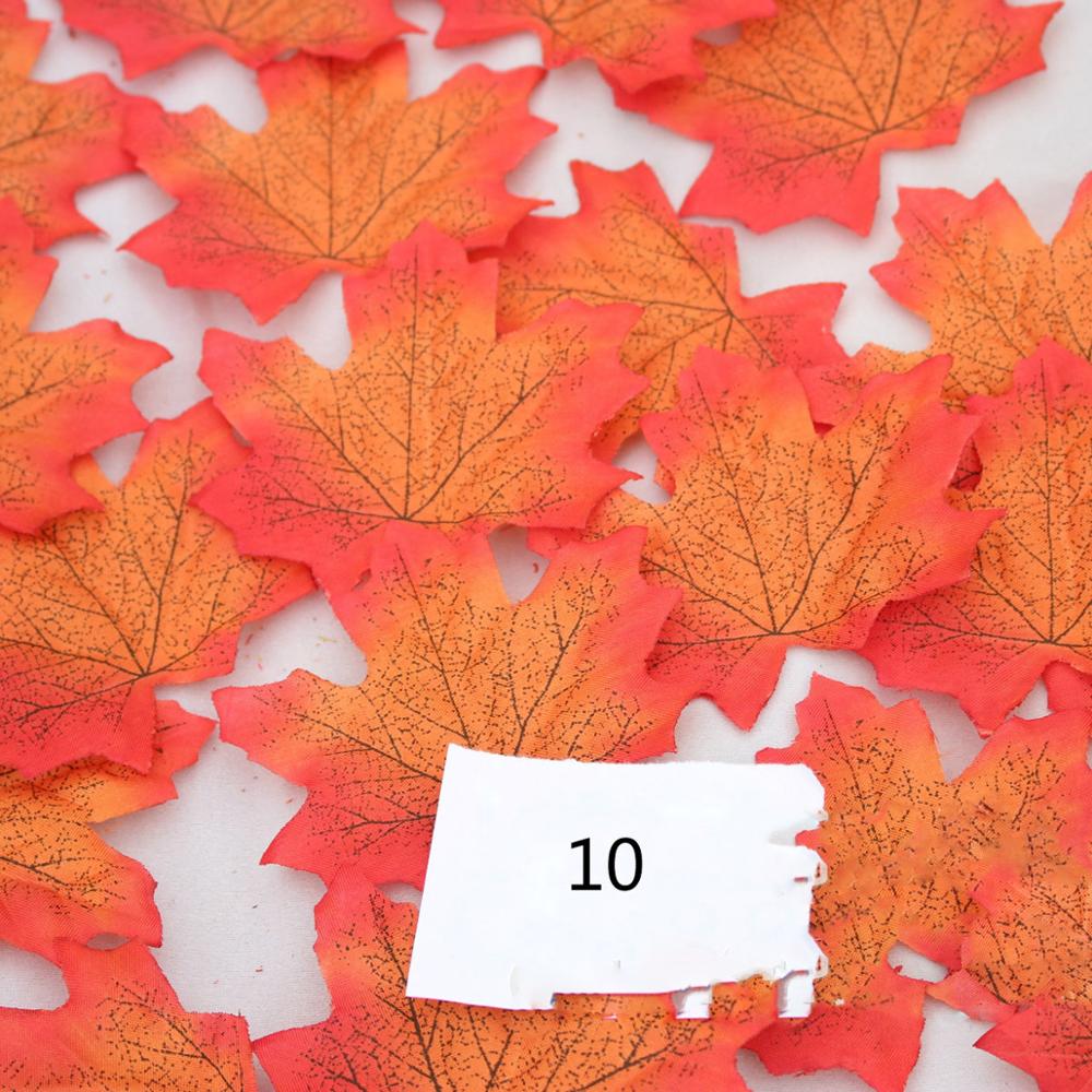 100Pcs Maple Leaves Artificial Leaves Simulation Halloween Autumn Leaves For Wedding Table Decorations Crafts Thanksgiving Day: Orange Red