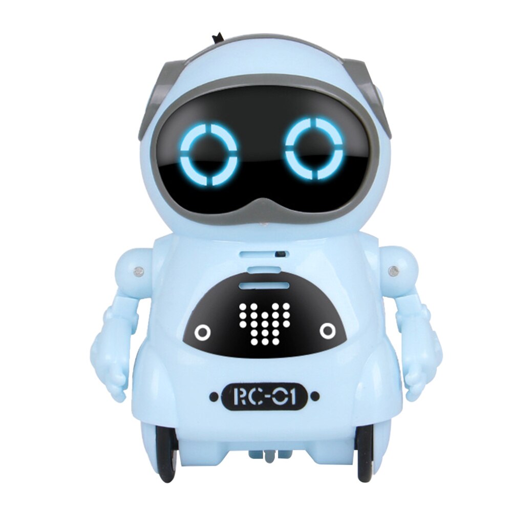 Intelligente Mini Rc Robot Talking Sound Controle Walking Dansen Zingen Met Led Licht Voor Kinderen (Wit): Sky-blue
