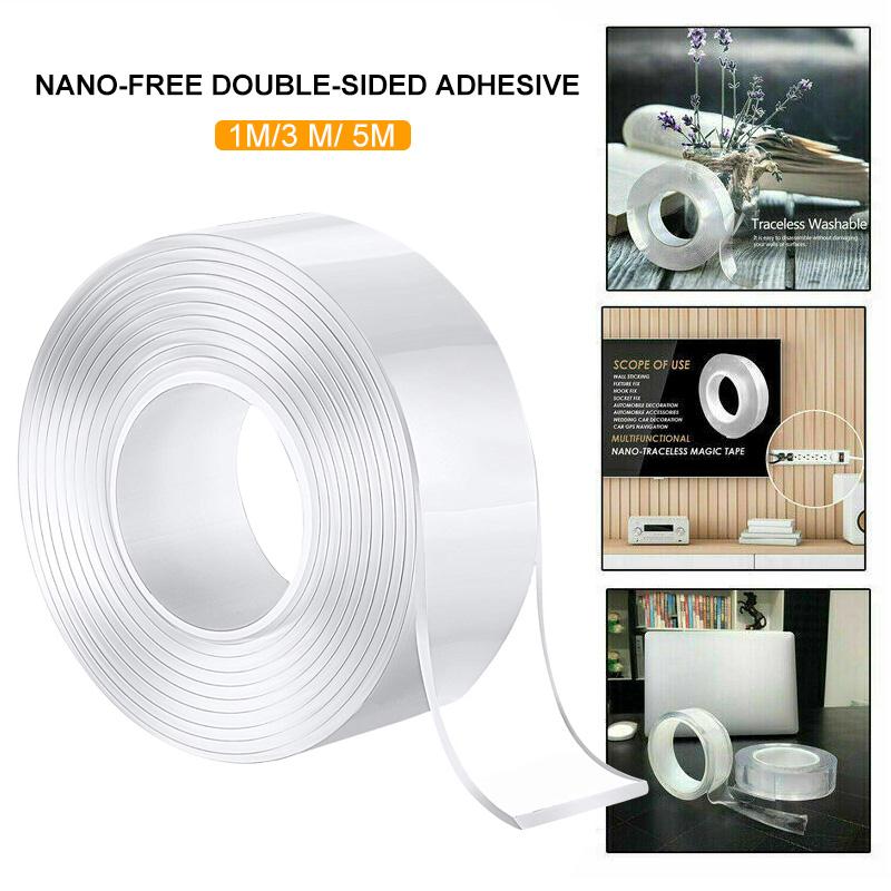 1M/3.0M/5M Sturdy Reusable Nano Adhesive Tape Seamless Tape Nano Invisible Adhesive Shear Key Kitchen Utensils Home Garden