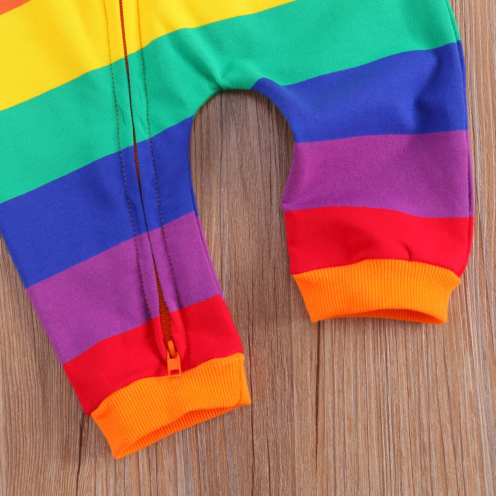 Peuter Pasgeboren Rainbow Stripped Romper Baby Baby Jongens Meisjes Lange Mouwen Ronde Hals Rits Sluiting Jumpsuit Kid Casual Stijl