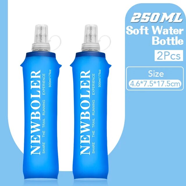 NEWBOLER 250 ml 500 ml Wasserflasche, TPU, faltbar, weiche Flasche, Sport-Wasserflasche, Wasserbeutel, zusammenklappbare Wasserflasche, Laufen, Camping: grüNe farbe