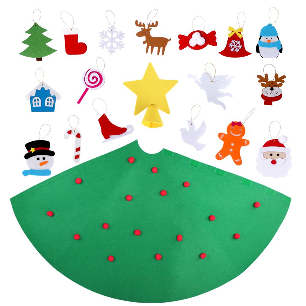 Ourwarm 3d diy filt toddler juletræ stjerne topper med tegneserie hængende ornamenter år til børn xmas boligindretning: 3d træer
