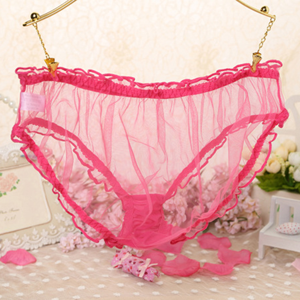Slip Transparent pour femme filles dame culotte à volants bord maille tentation sous-vêtements: 4