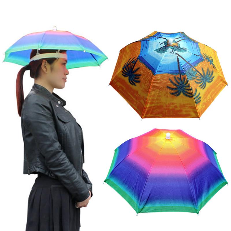 Draagbare Outdoor Sport Paraplu Hoed Opvouwbare Hoofddeksels Parasol Hoeden Cap Hands Free Voor Vissen Wandelen Strand