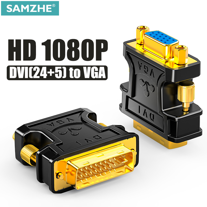Samzhe 24+5 dvi-i han til hdmi hun adapter videokonverter hdtv lcd skærm adapter dvi til vga pc bærbar tablet