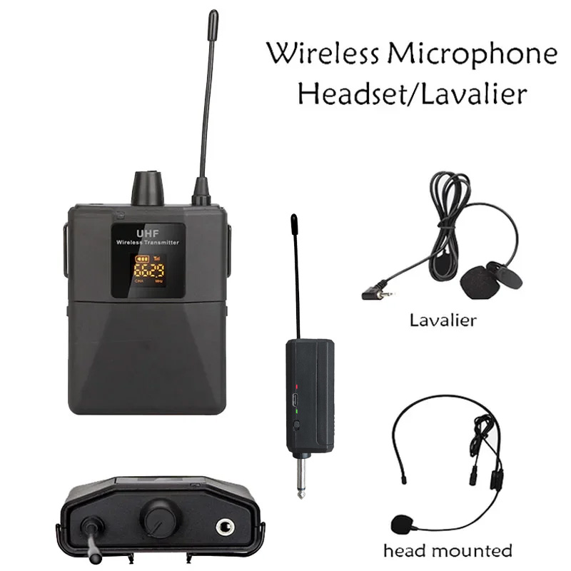 Kabelloses Lavalier-Mikrofon-Headset-Mikrofon mit Absender, Empfänger, LED-Anzeige, Taschensender für Höhle Unterricht von Live-Auftritten