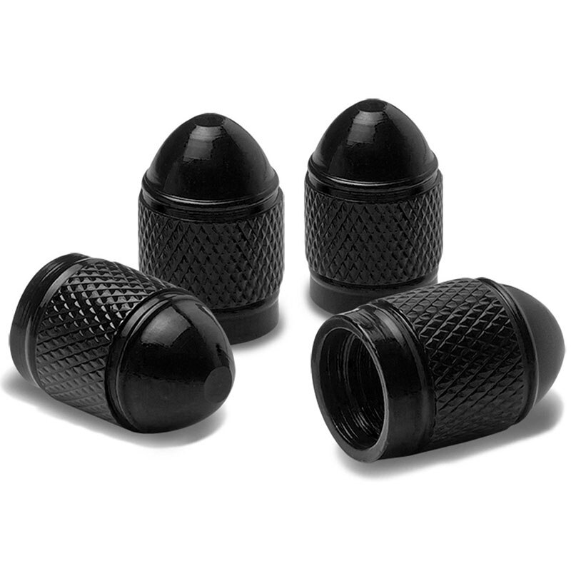 4 Stks/set Aluminium Auto Wiel Air Caps Zwart Ventieldopjes Stofdicht Duurzaam Voor Auto Vrachtwagen Auto Accessoires