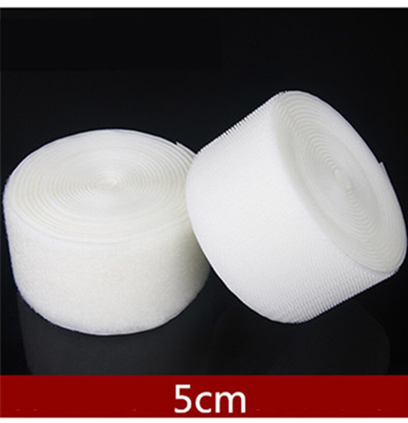 5 M * 1.6/2/3/3.8/5cm Hand Naaien wit zelfklevend Klittenband sluiting Tape Geen Lijm klittenbandsluitingen lijm Naaien-op strips Magic tape: 5cm      5m