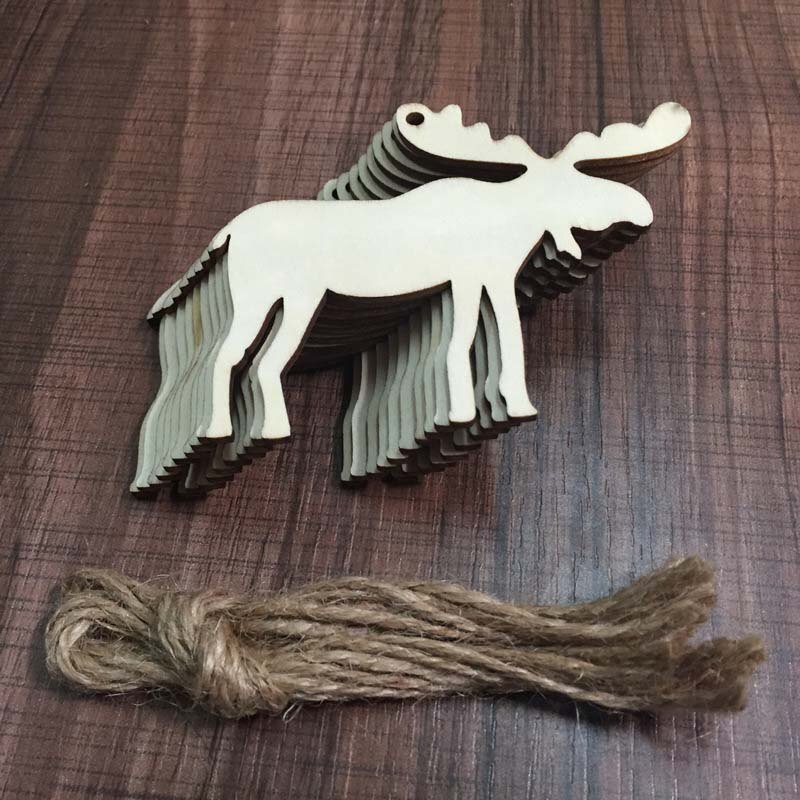 10 stücke Holz Runde Kugeln Stichworte Weihnachten Bäume Spielzeug Dekorationen Handwerk Spielzeug Ornamente Weihnachten DIY Handwerk freundlicher Spielzeug Für freundlicher: 10pc Elch