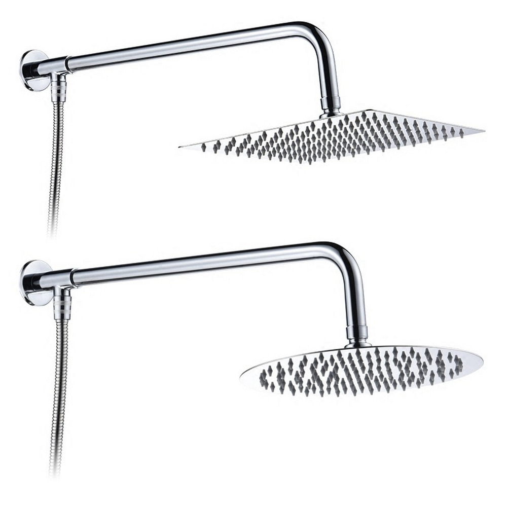 8/10/16 inch Shower Head Square Stainless Steel Top Rainfall Head Shower Chromed Mirror Shower Faucet Sprayer For Bathroom