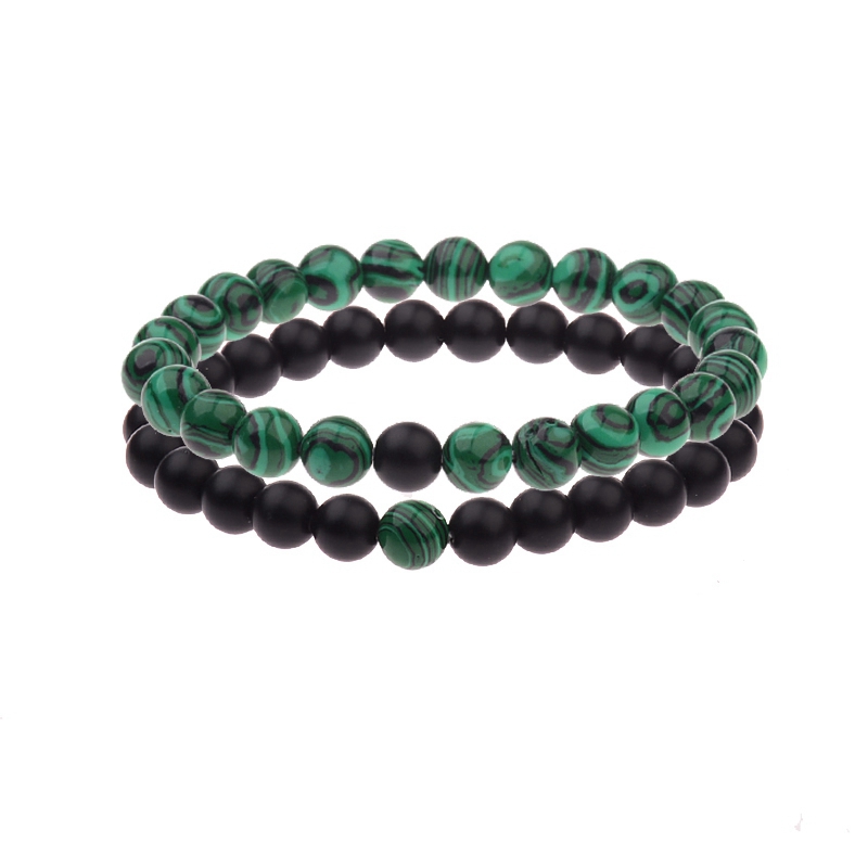 Amader 2 pièces/L Distance Bracelet pour femmes hommes bleu & noir pierre Yoga énergie perlée Couple Bracelets hommes dames WAB241