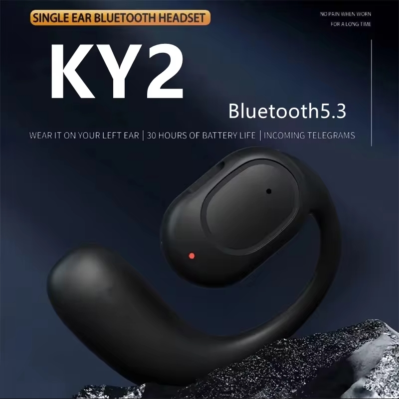 KY2 pojedyncze bezprzewodowe słuchawki przewodzenie powietrza słuchawki OWS HiFi zaczep na ucho muzyka sportowy zestaw słuchawkowy z redukcją szumów dla wszystkich smartfonów