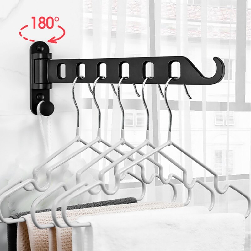 Aluminum Black Clothes Rack Swivel Folding Clothes Hanger Wall Mounted Hanger Drying Rack for Dryer Balcony Drying