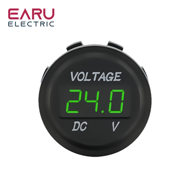 DC 5V-48V LED Mini Runde Wasserdichte Motorboot Motorrad Tafel Digital Voltmeter Tester Monitor Anzeige Voltmeter: dunkel Grau