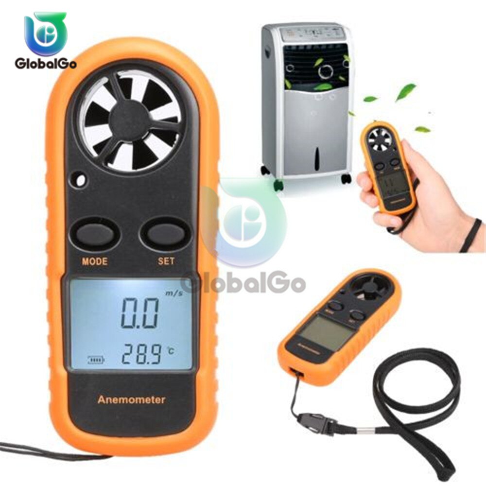 Digitale Anemometer 0-30 M/s Wind Meter -10 ~ 45C Temperatuur Tester Anemometro Met Lcd Backlight Display