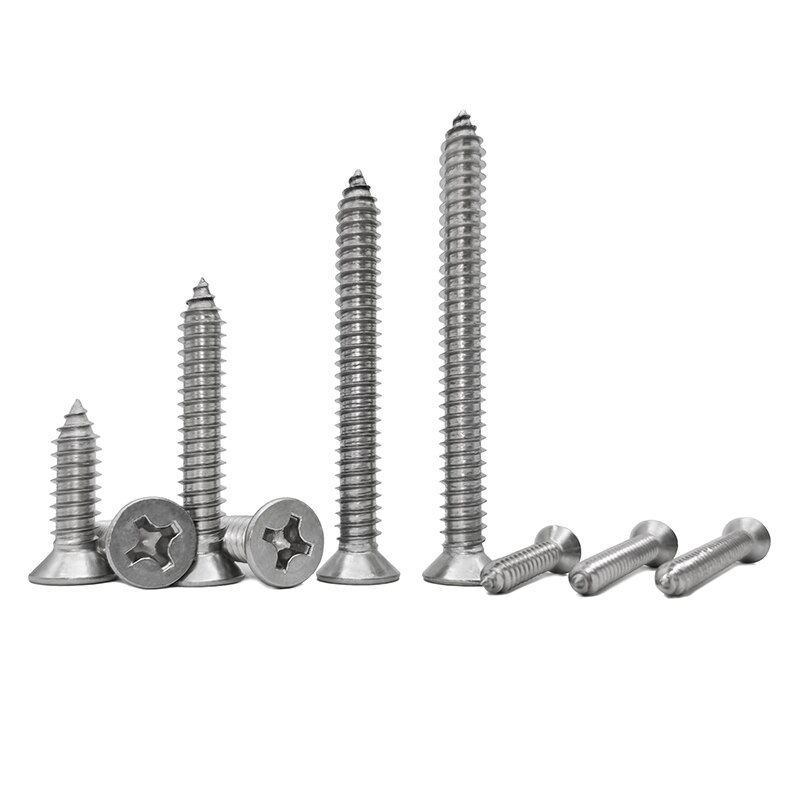 M6 304 Stainless Steel Cross Recessed Countersunk Self Tapping Screw 6mmx12 14 30 35 75 80 90 100mm Extend Countersunk Screws