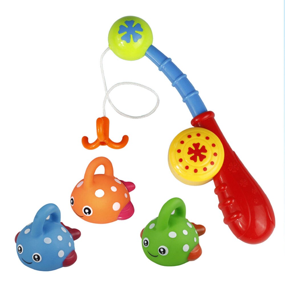 Bambini 4pz Del Fumetto di Plastica Canna Da Pesca Galleggiante di Pesce Modello di Gioco di Pesca del Giocattolo di Cattura del Pesce di Acqua del Bagno Giocattolo Educativo