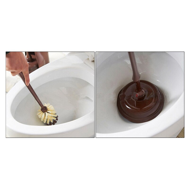 Plastic Manual Drain Plunger Strong Washer Toilet Tool With Toilet Brush Set Handle Kitchen Toilets Bathroom Cleaning Tool