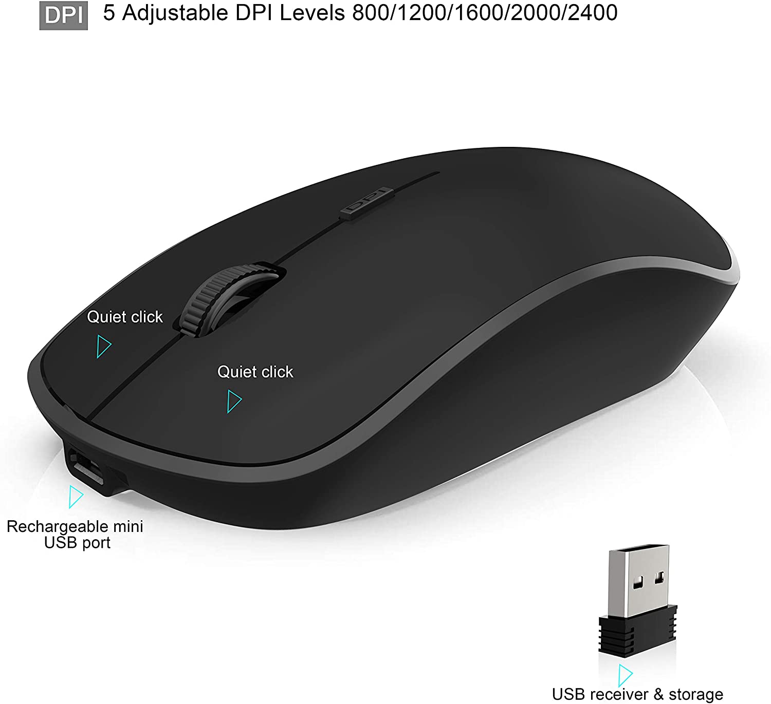 Rechargeable Wireless Keyboard Mouse 2.4G Full Size Thin Ergonomic And Compact For Laptop, PC, Desktop，Computer, Windows