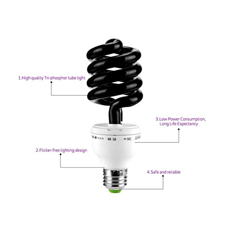 220V E27 15-40W UV Lamp UV Ultraviolet Fluorescerende CFL Gloeilamp Spiraal Enegy Besparing Zwart licht Violet Lampen Verlichting