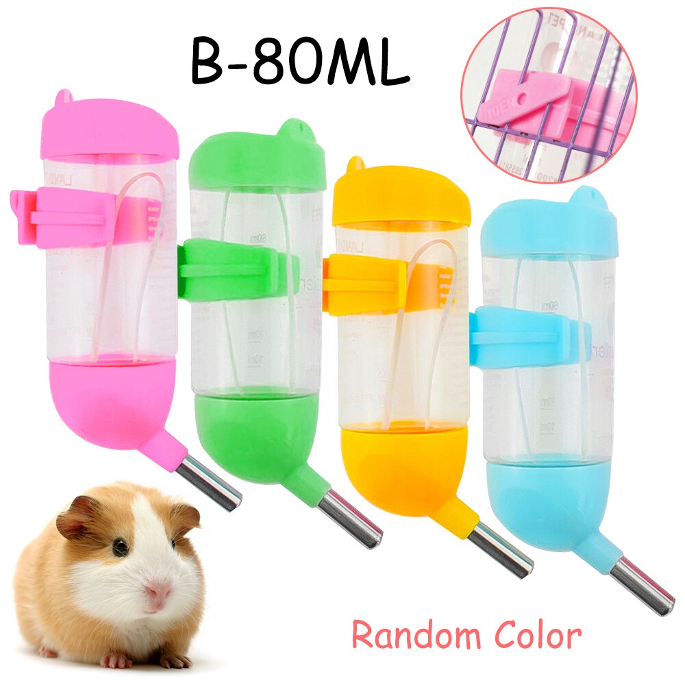 Hámster bebiendo sostenedor de botella de agua automático de alimentos de soporte para guinea cerdo erizo conejos pequeños Alimentación de Mascotas suministros: Bottle B