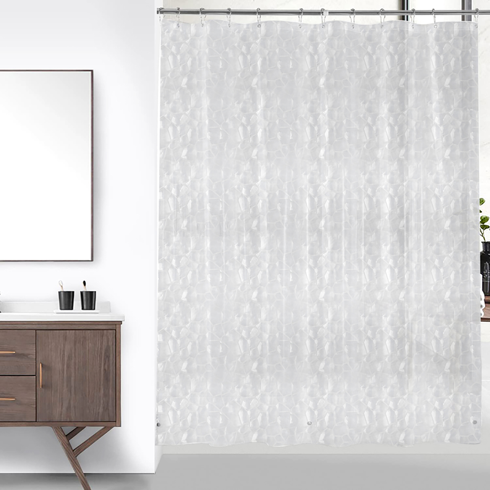 PEVA-Duschvorhang, wasserdichter Kunststoff, durchsichtige Badvorhänge, transparent/bunt, Badezimmervorhänge, Mehltau, Zuhause, Luxus mit Haken
