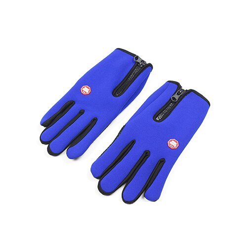 Guantes con cremallera para deportes al aire libre, para bicicleta y senderismo, antideslizantes, resistentes al agua, guantes suaves de abrigo, guantes deportivos para levantamiento de pesas y ejercicio físico: Azul