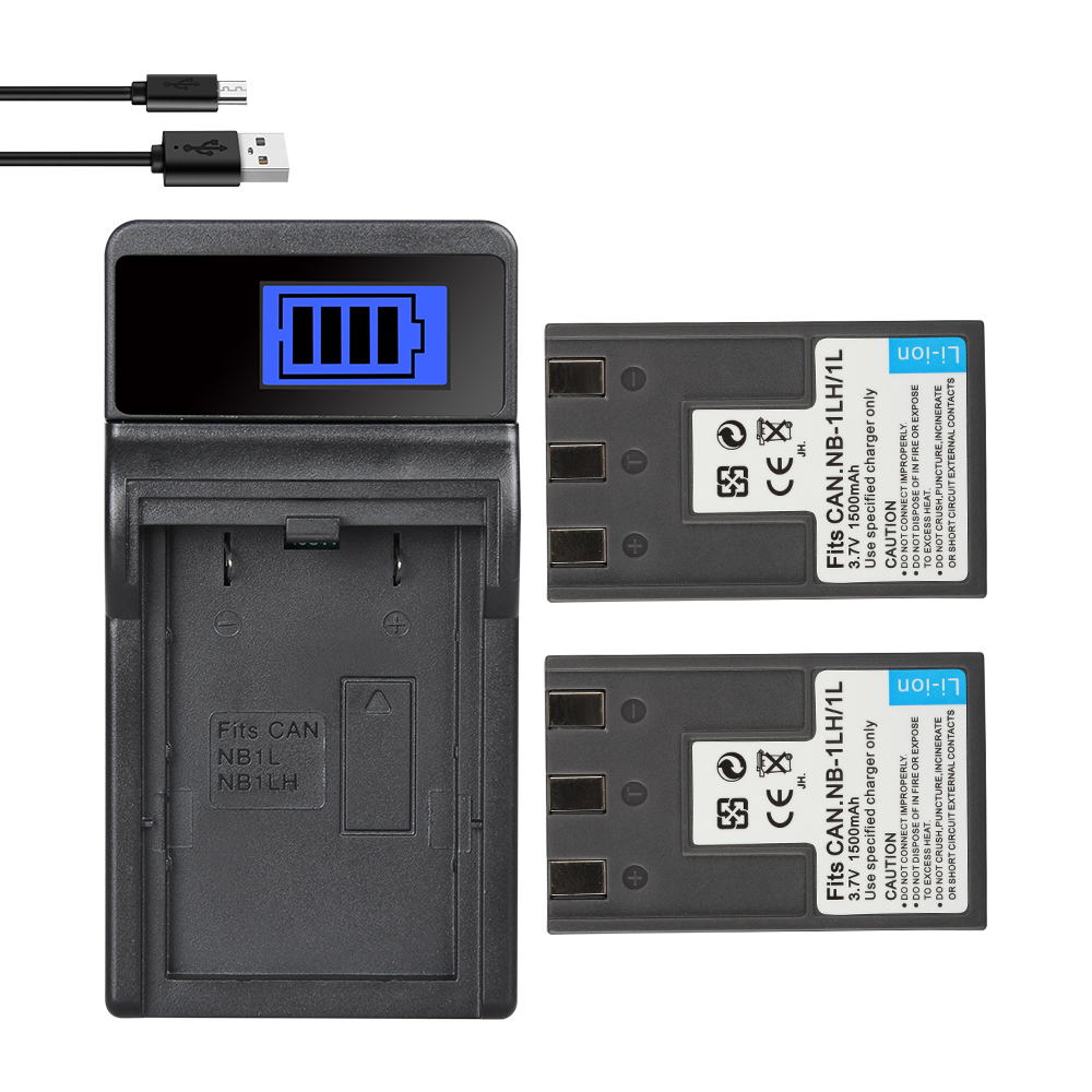 Battery NB-1L/NB-1LH for Canon S110 Digital ELPH S110 S200 S230 S300 S330 S400 S410 PowerShot 100 200 Batteries Charger 1500mAh: 1Charger 2Battery