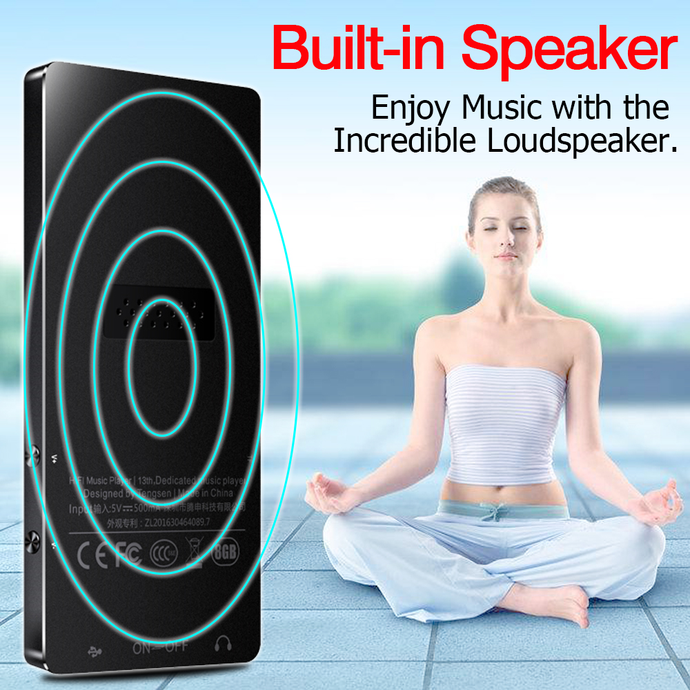 MP3 Speler met bluetooth Speaker touch toetsen hi fi fm radio mini USB mp3 sport MP 3 HiFi muziekspeler draagbare metalen walkman