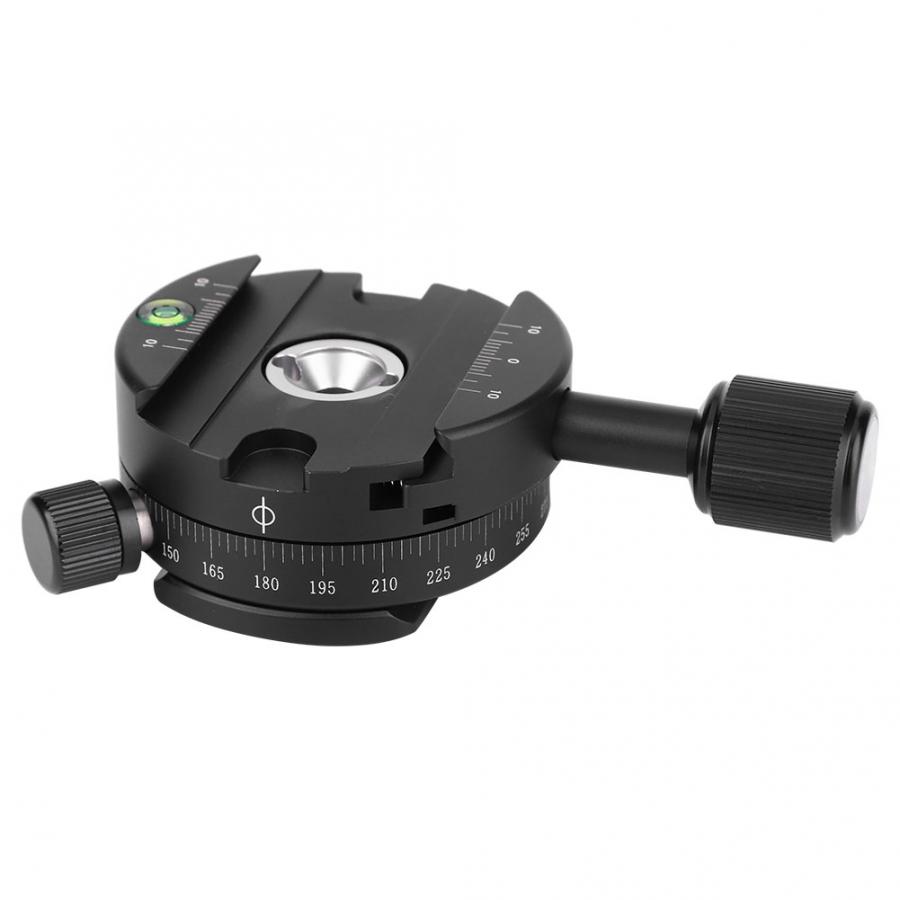 QJ-01 Aluminum Alloy 360 Degree Rotatable Panoramic Tripod Head with Scale Level for Arca Swiss Clamp Gimbal Head