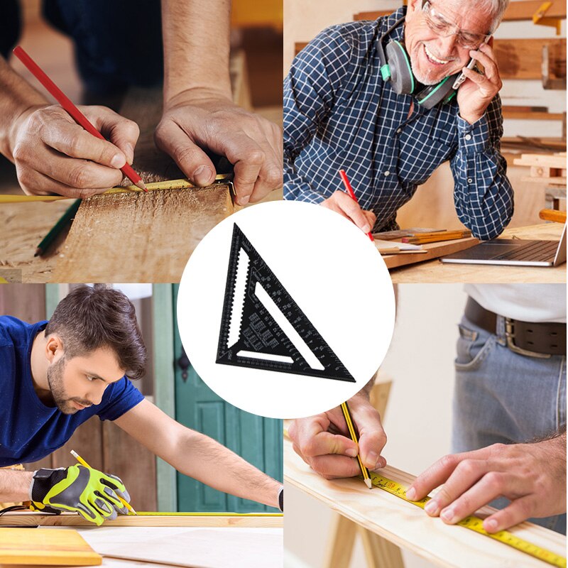 Metric Angle Ruler Aluminum Alloy Triangular Measuring Ruler Woodworking Speed Square Angle Protractor UD88