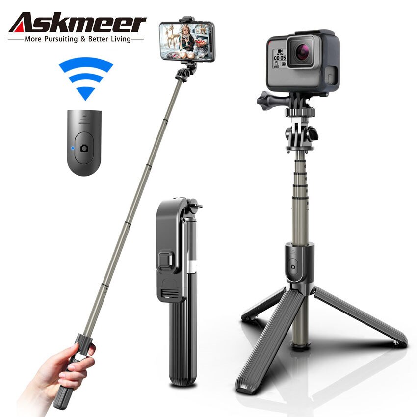 Askmeer Draadloze Bluetooth Selfie Stok Mini Opvouwbare Monopods Universal Statief Voor Iphone Huawei Xiaomi Etc Smartphones