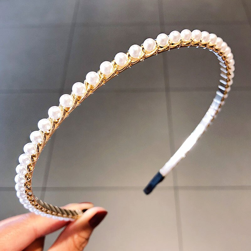 Handgemachte Perlen Perle Stirnband für Frauen Drücken Haar Schnalle Winkel Stirnband Hochzeit Kopfschmuck Haar Zubehör Schmuck: 2