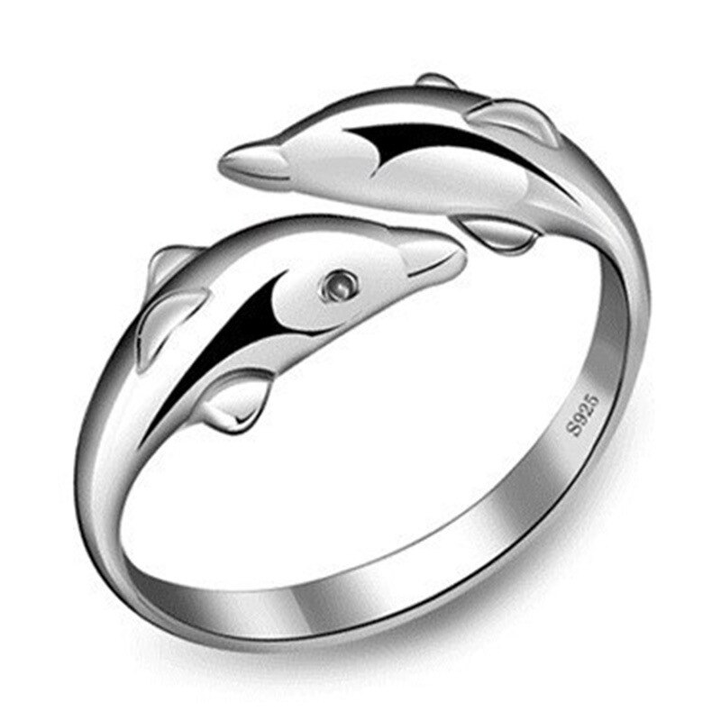 Mossovy Cubic Zircon White Fish Adjustable Silver Ring Fairy Tale Dream Rings for Woman Jewelry Engagement Rings Female: 02